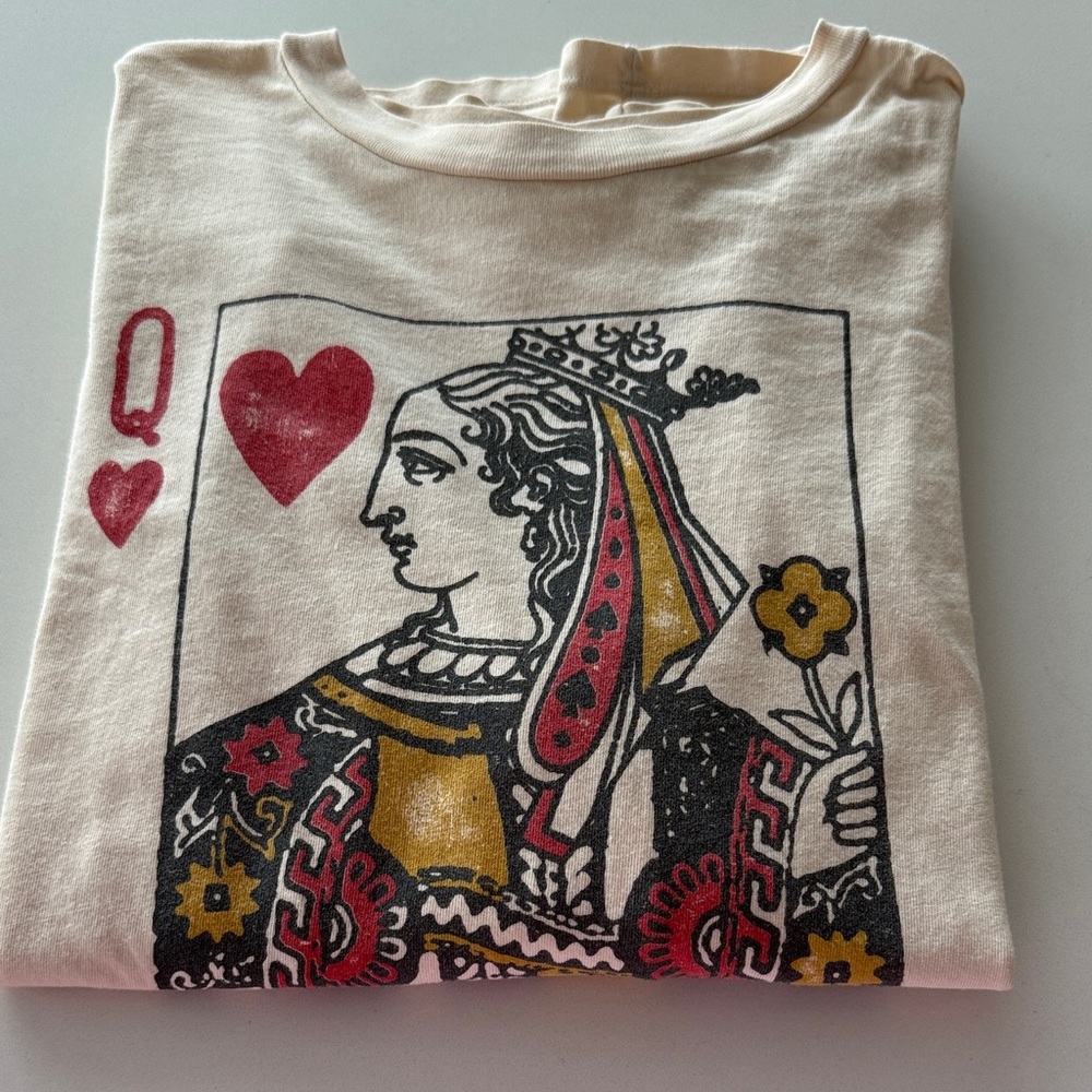 Daydreamer Cream Queen of Hearts Long Sleeve Tee 100% cotton from Free People